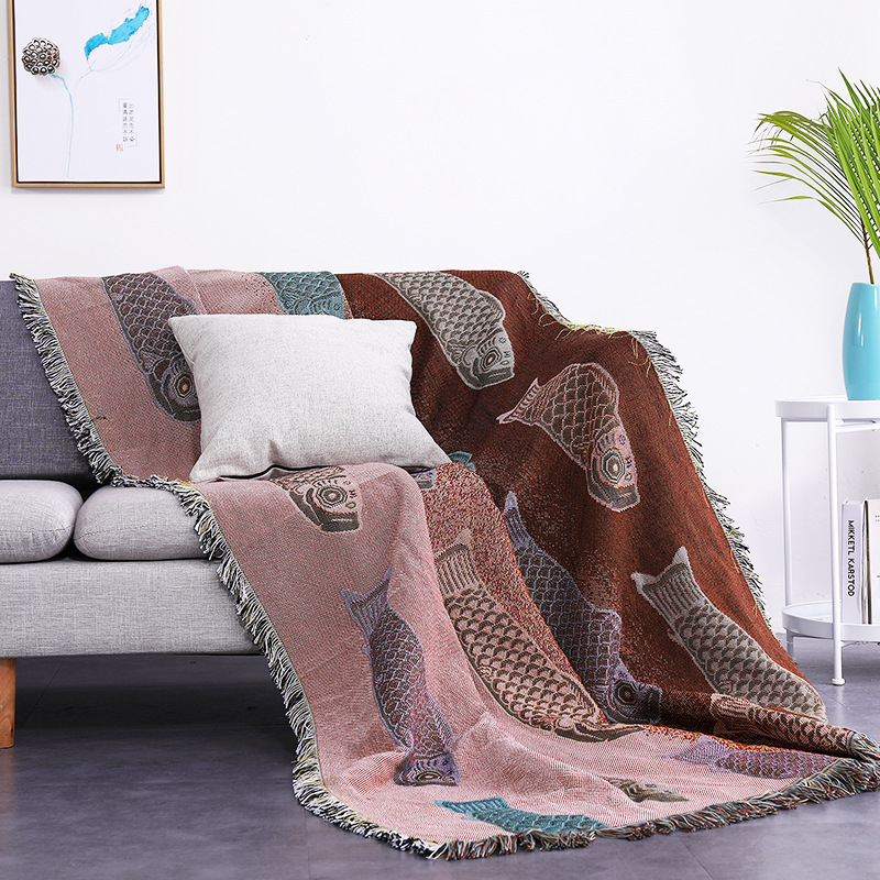 Couverture en jacquard tissée  - Boho Throw Blanket Fringe avis et prix